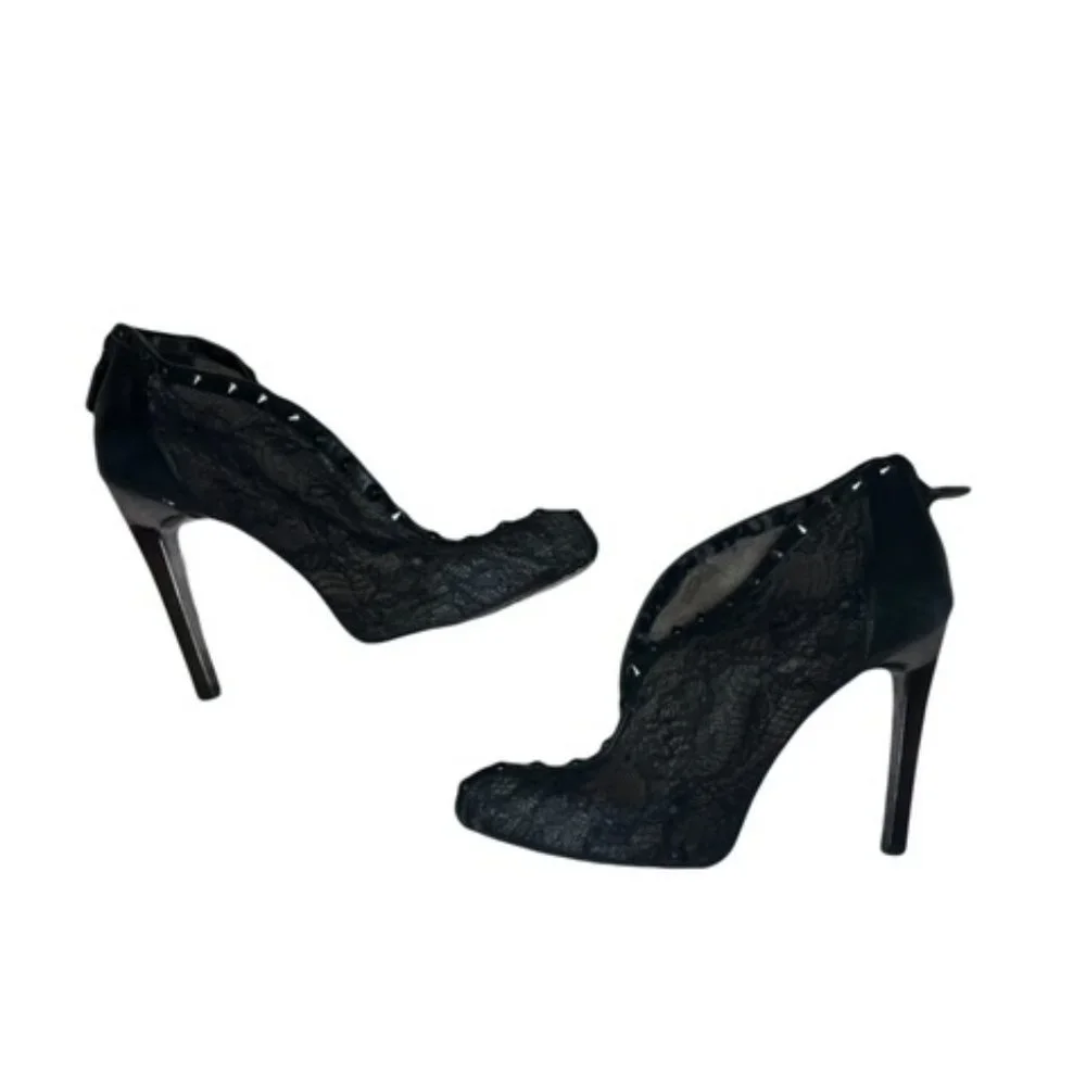 BCBG Maxazria Black Whim Lace Studded High Heel Booties Sz 6M - Picture 3 of 9